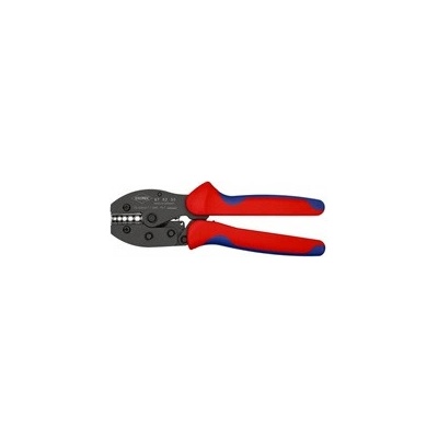 KNIPEX Клещи за кримпване на кабелни накрайници 1.5-10мм2 DIN неизолирани, закалени, синьо-червена ръкохватка 220мм, с пружина, (K975230)