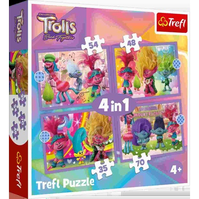 Trefl - Puzzle 4v1 Adventures of Colorful Trolls - 1 - 39 piese