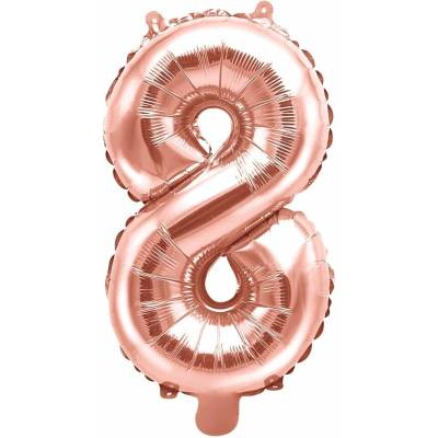 PartyDeco Fóliový balón číslo 8, 35cm rose zlatý