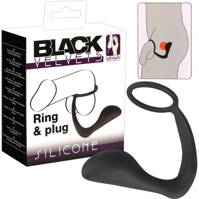 Black Velvets Black Velvet - анален плъг с пенис ринг (черен)