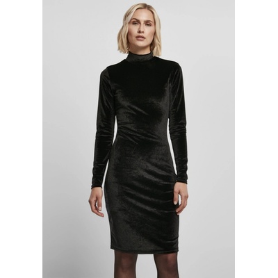 Urban Classics Ladies Velvet Turtle Neck Dress Black