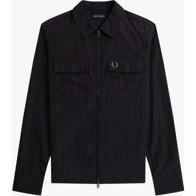 Fred Perry Риза с дълъг ръкав Fred Perry Men's Long Sleeve Zip Overshirt - Black 236