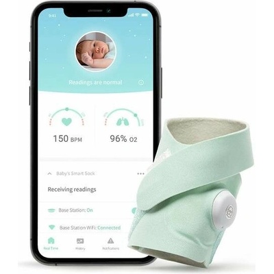 Owlet Smart Sock 3 Chytrá ponožka 0-18 měsíců-Světle zelená – Zboží Dáma