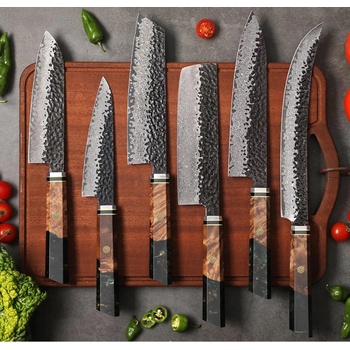 HARAHU Комплект кухненски ножове дамаск ai-37319 - Зелена kp37319 (ai-37319)