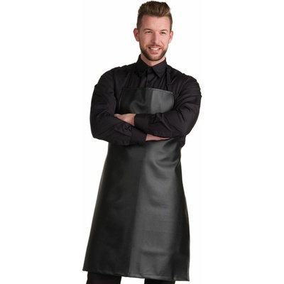 Eurostil Leatherette Black Apron - čierna jednoduchá koženková zástera