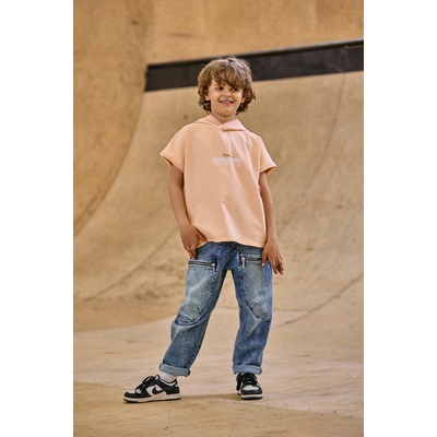 Mashmnie chlapecké volné kalhoty vzhled jeans modré