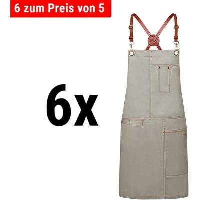 G.Gastro 6 ks Karlowsky Zástěra s laclem Urban X-Style kámen šedá D9785886