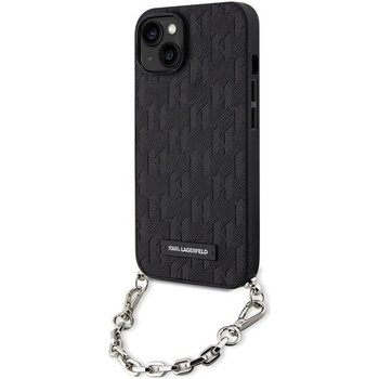 KARL LAGERFELD Кейс Karl Lagerfeld KLHCP14SSACKLHPK за iPhone 14 6.1"", черен / черен, твърд, Saffiano Monogram Chain (KF001639-0)