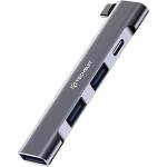  Преходник Techsuit Docking Station ZenithDock H12, 4 in 1, USB-C, 2x USB 2.0, 1x USB 3.0, 1x USB-C, 60W, сив