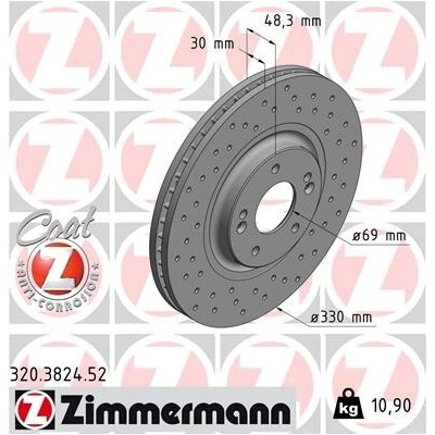 Brzdový kotúč ZIMMERMANN 320.3824.52 (320382452)