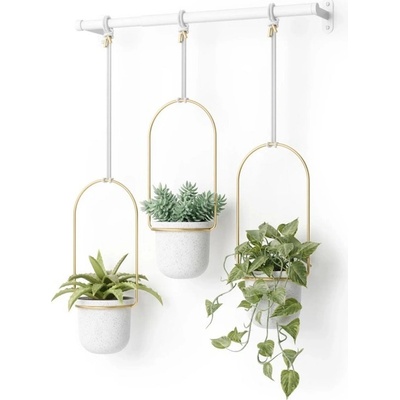Umbra Kvetináče triflora SET / 3ks biela mosadzná