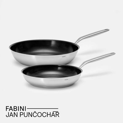 FABINI Sada pánví & Punčochář, ø 26 cm + ø 30 cm, 2 díly - Nepřilnavé nerezové beznýtové pánve s keramickým povrchem z jednovrstvé nerezové oceli
