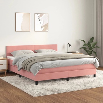 vidaXL Боксспринг легло с матрак, розово, 180x200 см, кадифе (3141202)