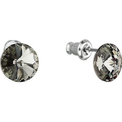 Evolution Group náušnice bižutéria so Swarovski kryštálmi šedé okrúhle 51037.3