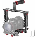 NEEWER Cage Camera Cage Made of Aluminum Alloy with Top Handle, Two Handles 15mm Rods, Video Stabilizer Compatible with Canon Sony Fujifilm Nikon DSLR Camera and Camcorder (Black + Red) - CG-MF
