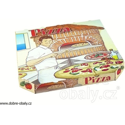 Krabice na pizzu 26x26x3 cm s potiskem extra pevná