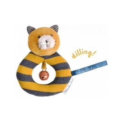 Moulin roty - Мека играчка-дрънкалка - Серия Мустакати - Жълтата котка Лулу (666013)