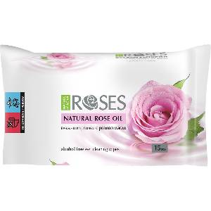 Nature of Agiva Roses Влажни кърпички с розово масло, 15 броя - baby