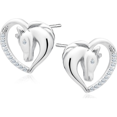 Lunica Stříbrné náušnice KŮŇ V SRDCI 0219