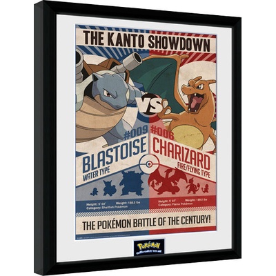 Rámovaný Obraz - Pokemon - Red V Blue, 30.5 × 40.6 cm