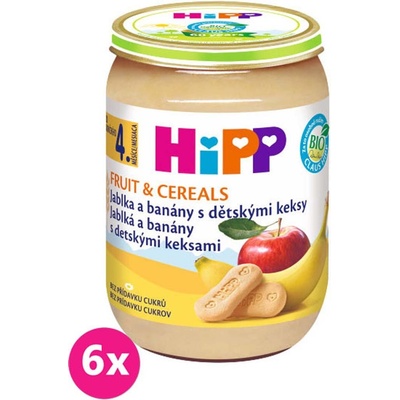 HiPP BIO Jablka a banány s dětskými keksy 6 x 190 g