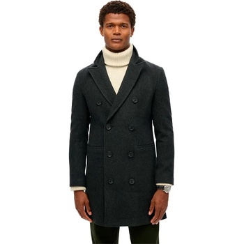 SUPERDRY Палто Superdry Merchant Town coat - Black (Black Herringbone)