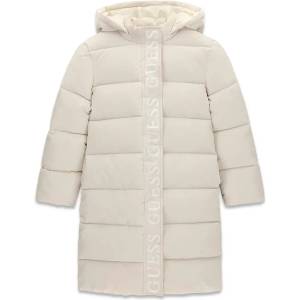GUESS Дълго детско зимно яке с качулка и лого лента Guess