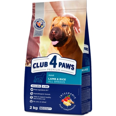 Club4Paws Premium pre dospelých psov všetkýсh plemien jahňa a rýža 2 kg