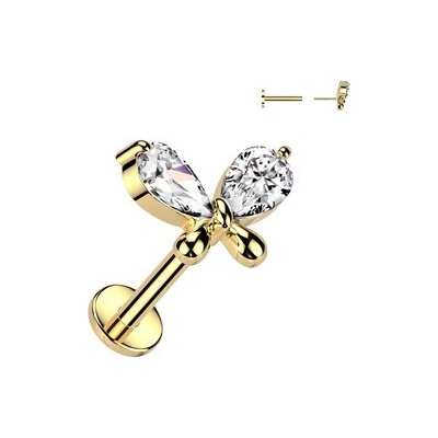 Šperky4U zlacená labreta PUSH IN piercing do brady LB047-GD