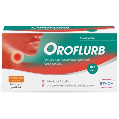 Oroflurb pastilky s pomarančovou príchuťou pas.ord. 24 x 8,75 mg