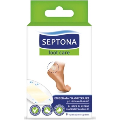 Septona Foot Care náplasti na puchýře s hydrokoloidy - voděodolné 5 ks