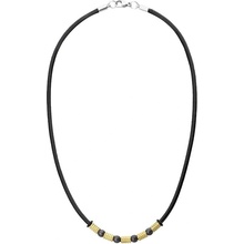 Manoki Pánský náhrdelník přírodní kůže a chirurgická ocel WA700G Černá