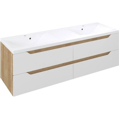 Sapho WAVE dvojumyvadlová skříňka 149,7x50x47,8cm, bílá/dub alabama WA150-3022 – Zboží Dáma