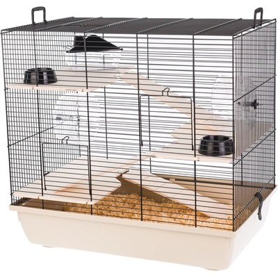 INTER-ZOO Pet Products Клетка за гризачи REX III + Wood 58 x 38 x 55 см БЕЖОВА