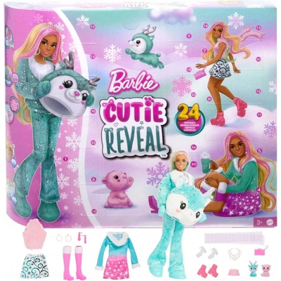 Mattel Barbie Cutie Reveal adventný kalendár s bábikou 2024 24 prekvapení HJX76