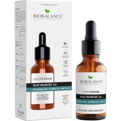 BIOBALANCE Супер серум за лице Niacinamide-Zn, 30 ml