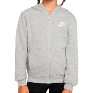 Nike Детски суичър Nike Kid's NSW Club FT Hooded Full ZIP L/S LBR Zip-up hoodie - Dark Grey Heather / Base Grey / White (003-3737-0312)