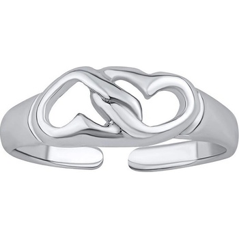 SILVEGO Otvorený strieborný prsteň na nohu srdiečka Acana PRM12186R