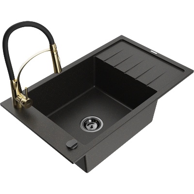 Mexen Elias гранитна кухненска мивка с 1 басейн с отцедник и кухненски (6511-75-73450-57-B)
