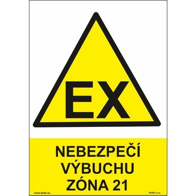 DUKO NEBEZPEČÍ VÝBUCHU - ZÓNA 21 Formát: 148 x 210 mm, Materiál: plast 0,5 mm, samolepící vinylová fólie