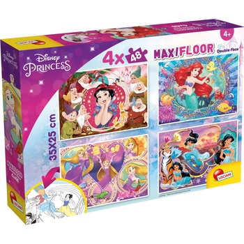 Lisciani Двулицев пъзел Lisciani за оцветяване от 4 х 48 части - Принцеси (91744)