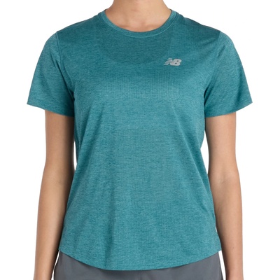 New Balance Дамска тениска New Balance Women's Athletics S/S Running shirt - Big Teal Heather - размер XS (916-1222-0811)