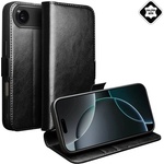 Qialino iPhone Air QIALINO Случайна стойка, истинска кожа FLIP, калъф за настолен компютър, BLACK GP-173394 (GP-173394)