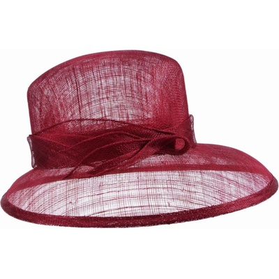 Seeberger Cloche slavnostní klobouk s ozdobou ze sisálové slámy červený