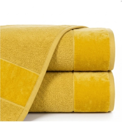 Mybesthome bavlněný froté ručník s velurovou bordurou Linda mustard hořčicová 550 g 50 x 90 cm