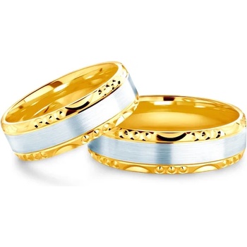 Image 1 of SAVICKI Сватбени халки: двуцветно злато, полукръгъл профил. 6 мм