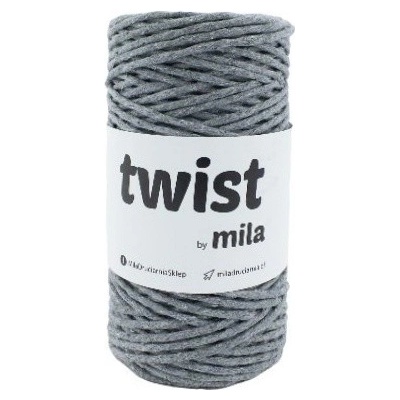 MILA macramé šňůra TWIST 3mm Šedá tmavá