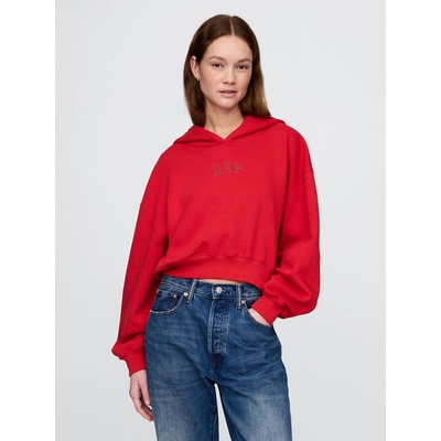 GAP mikina s kapucí Logo Cropped Americana Červená – Hledejceny.cz