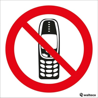 Walteco Zákaz používání mobilních telefonů 90x90mm, samolepka Množství: 1 ks , 20114