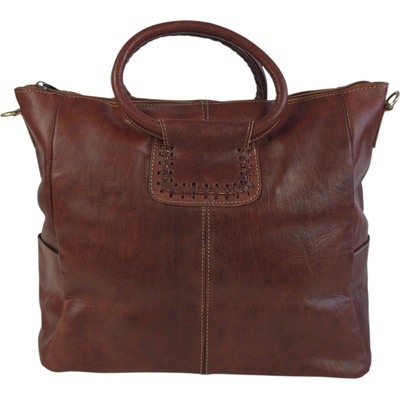 Кафява кожена чанта - Lonaq